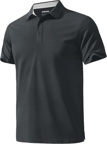 Miniatura 8 de MAGNIVIT Camisas polo de manga corta para hombre, camisas de golf atléticas que absorben la humedad, camisa casual de algodón con cuello de 3 botones
