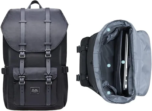 Miniatura 8 de KAUKKO Mochila de viaje para laptop, mochila al aire libre, mochila causal para 15.6 pulgadas (nailon negro)