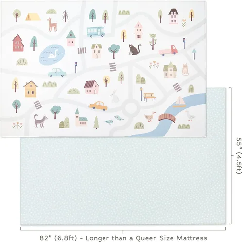 Miniatura 2 de Tapete de juego reversible de 82 x 55 pulgadas, para bebés, niños pequeños, impermeable, duradero, no tóxico, fácil de limpiar, tapete de espuma
