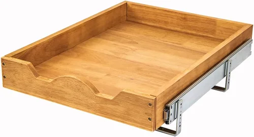 Miniatura 7 de DINDON Organizador de cajones extraíble (17 pulgadas de ancho x 18 pulgadas de profundidad) 1 nivel, cajón deslizante de madera de roble para debajo