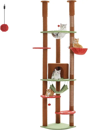 Miniatura 15 de PEQULTI - Árbol para gatos de 53 pulgadas para interiores, condominio grande, postes de rascado de sisal, hamaca y percha, diseño de cactus fresco