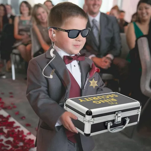 Miniatura 5 de Caja de seguridad para anillos de boda con almohadilla de soporte para anillos, maletín de seguridad, gafas de sol para portador de propuestas