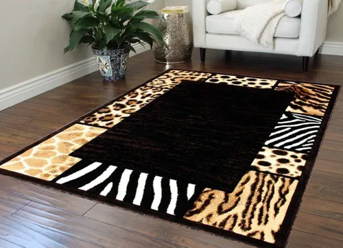 Miniatura 3 de Alfombra con diseño de animales Skinz 73, color negro (5 pies x 7 pies)