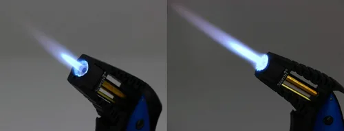 Miniatura 6 de Antorcha Scorch Torch CNC maquinada de 17,14 cm de alto, antorcha de llama de aluminio portátil ajustable recargable con butano en caja de regalo