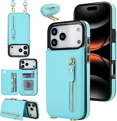Miniatura 26 de Crossbody Phone Case iPhone 12 / iPhone 12 Pro Leather Card Holders Wallet Protective Case Removable Adjustable Leather Strap with Button Compatible