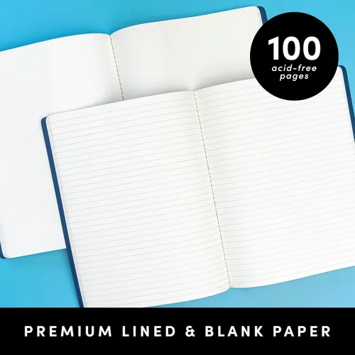 Miniatura 3 de PAPERAGE Cuaderno de diario forrado de tapa suave, paquete de 2, negro), 100 páginas, grande de 7.5 x 9.5 pulgadas, con rayas universitarias, ideal