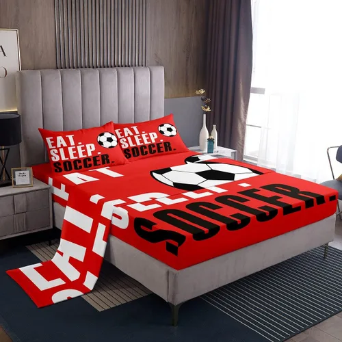 Miniatura 37 de Feelyou Football Bed Sheets Set Twin Size Basketball Sports Deep Pocket Fitted Sheet Soccer Ball Game Bedding Sets Black Baseball Gaming Soft Bed