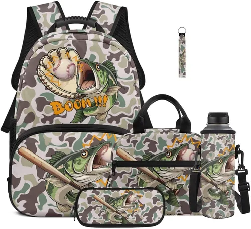 Miniatura 14 de Bulopur Eagle American Flag Print Kids Backpack Boys Elementary School 17 Inch Bookbag With Lunch Bag Water Bottle Holder Keychain Pencil Case 5