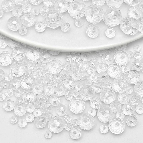 Miniatura 24 de 786 cuentas de cristal de 4 tamaños, cuentas de cristal Rondelle facetadas, cuentas de cristal Briolette, cuentas espaciadoras para pulseras, Ámbar