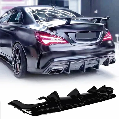 Miniatura 10 de Difusor trasero de fibra de carbono compatible con Mercedes Benz W117 C117 CLA200 CLA250 Sport y CLA45 AMG Sedan 2013-2019, cubierta de parachoques