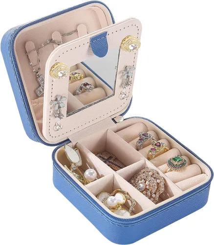 Miniatura 20 de KElofoN Estuche de viaje para joyas Caja de viaje para joyas Organizador de joyas de viaje Pequeño estuche organizador de joyas para niñas y mujeres