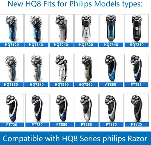 Miniatura 5 de HQ8 Cabezales de repuesto compatibles con la afeitadora Philips Norelco Aquatec, cuchillas para PT720 AT880 AT810, serie 8, paquete de 6 piezas