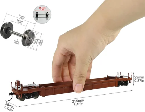 Miniatura 4 de Evemodel C8749 HO Scale 40ft Well Car 1:87 Fondo cóncavo 40' Carro de coche plano (3pcs - marrón)