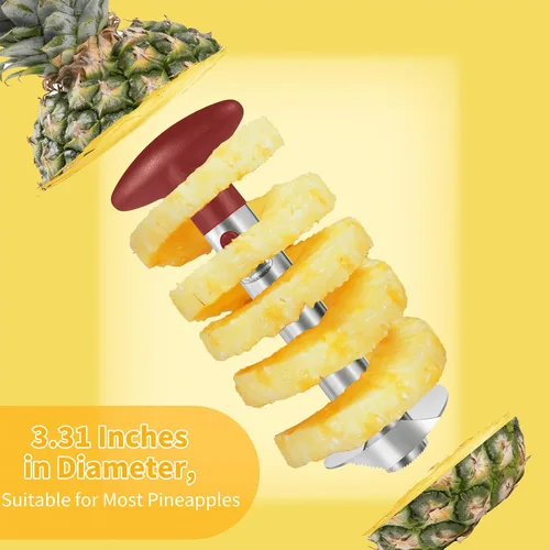Miniatura 3 de Descorazonador de piña, [actualizado, reforzado, hoja más gruesa] Newness - removedor prémuim de núcleos de piña de acero inoxidable, herramienta
