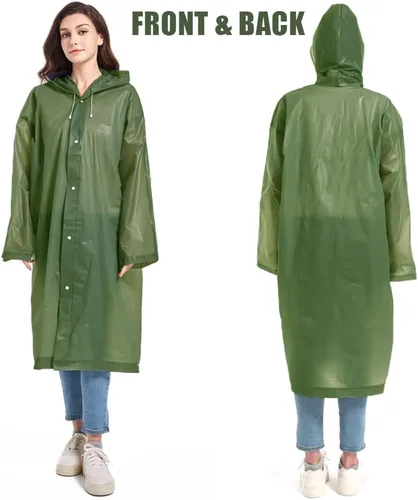 Miniatura 25 de Abrigos de lluvia (paquete de 2) – Ponchos de lluvia reutilizables de EVA para adultos, chaquetas impermeables para hombres y mujeres