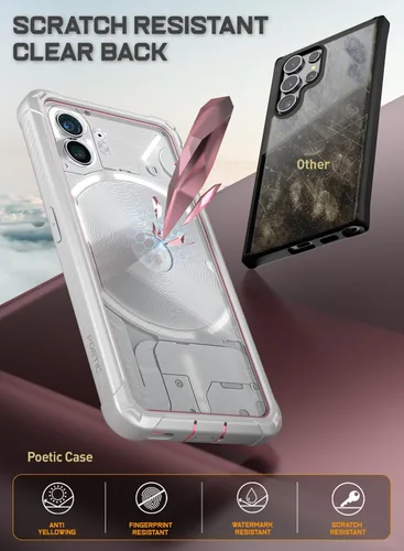 Miniatura 5 de Poetic Guardian - Funda compatible con Nothing Phone 2 de 6.7 pulgadas [prueba de caídas de grado militar de 20 pies], funda híbrida de cuerpo Rosa