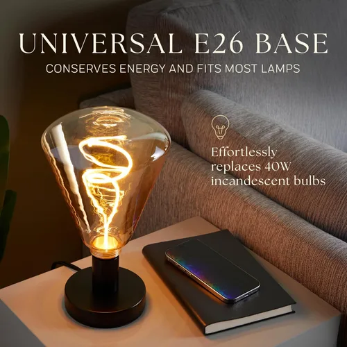 Miniatura 7 de Next Glow Bombilla LED decorativa Edison de filamento LED – 240 lúmenes, 4.9 W, regulable, 2000 K blanco cálido, base mediana E26 con impresionante