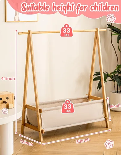 Miniatura 3 de Perchero de ropa para niños con caja de almacenamiento, Perchero de disfraces para niños, Perchero de disfraces de danza para colgar ropa, Perchero