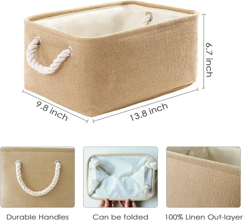 Miniatura 5 de TheWarmHome Contenedores de almacenamiento para estantes, tamaño mediano, 3 unidades, 13.8 pulgadas de largo x 9.8 pulgadas de ancho x 6.7 pulgadas