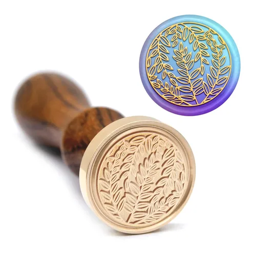 Miniatura 5 de MAYJOYDIY Sello botánico de cera de hojas de 1.181 in, sello de cabeza de latón extraíble para invitación de boda, envoltura de regalos, sobres