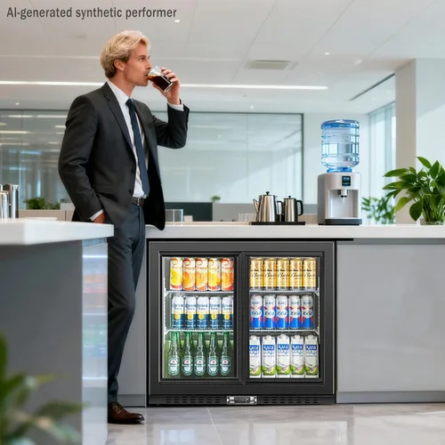 Miniatura 8 de Enfriador de barra trasera con 2 puertas de vidrio, refrigerador comercial de bebidas bajo mostrador, 7.4 pies cúbicos, ETL, refrigeradores