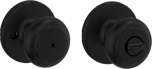 Miniatura 4 de Kwikset Cove - Pomo de puerta de privacidad interior con cerradura, manija de puerta para baño y dormitorio, pomo de puerta negro mate con cerradura