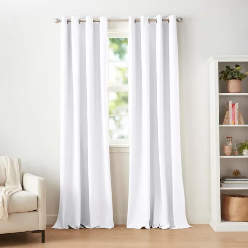 Amazon Basics Cortina opaca para ventana con bloqueo de luz para oscurecer la habitación con 2 paneles de ojales, para sala de estar y dormitorio,