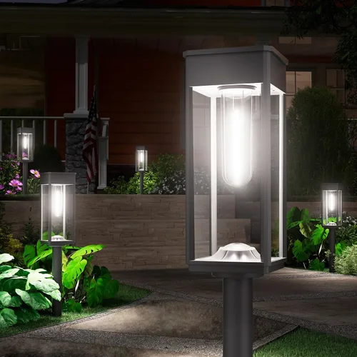 Miniatura 9 de NEWMESSI Paquete de 4 luces solares para caminos al aire libre, modernas luces LED solares de súper brillo, IP65, impermeable, para jardín, jardín