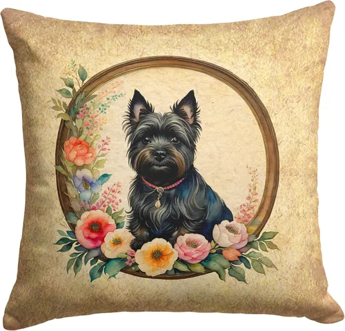 Miniatura 21 de Caroline's Treasures DAC2072PW1414 Affenpinscher and Flowers - Almohada decorativa de tela, lavable a máquina, para interiores y exteriores
