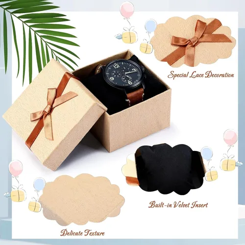 Miniatura 3 de Jexine 12 cajas de regalo para el día del padre para papá y hombres de 3.5 pulgadas, caja de anillo de collar, aretes, caja de lazo, cartón