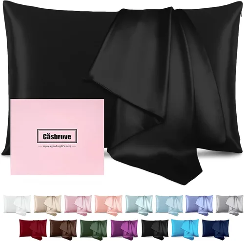 Fundas de almohada de seda para cabello y piel, de seda de morera, suave, transpirable, de ambos lados, de seda natural, con cremallera, 1 paquete