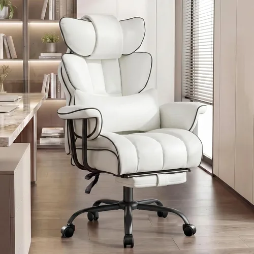 Furniliving Silla de Oficina Grande y Alta 400lbs, Silla de Escritorio Ejecutiva de Oficina Asiento Ancho, Reclinable Ajustable, Soporte Lumbar,