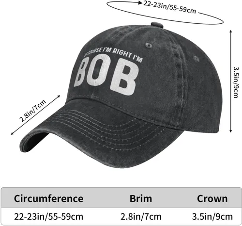 Miniatura 5 de of Course I'm Right I'm Bob - Gorra de béisbol para hombre, gorra vintage
