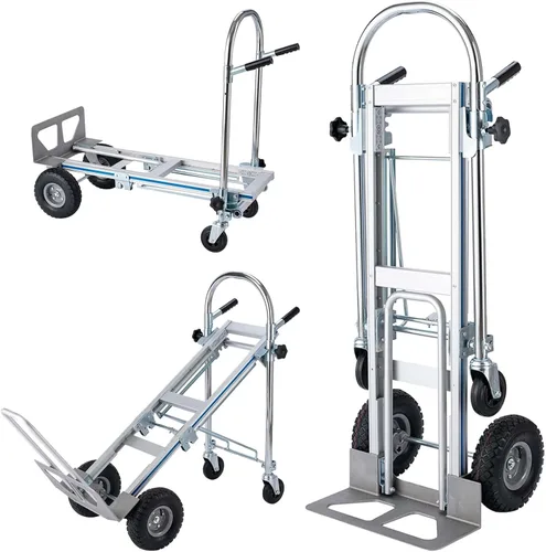 Miniatura 6 de LEADALLWAY Carro de Mano de Aluminio Plegable con Ruedas de 6" Capacidad de 220 libras 220 libras/aluminio