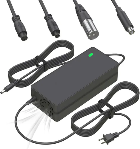 Cargador de 54.6V 2A para batería de litio de 48V con 5 cabezales de salida compatible con Gotrax, Razor, Jetson, Ninebot, Swagtron, Segway, Hiboy