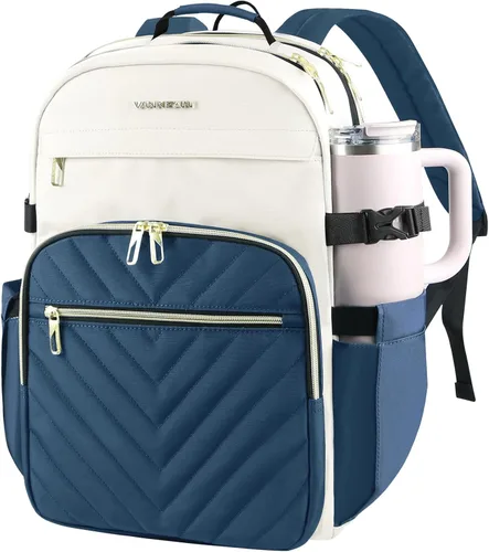 Miniatura 16 de VANKEAN Mochila para laptop de 17.3 pulgadas para mujer, bolsa de trabajo para laptop a la moda con puerto USB, mochilas impermeables, elegantes