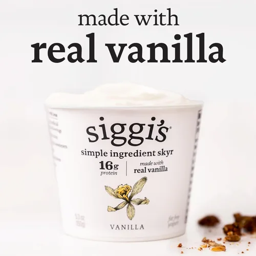 Miniatura 5 de siggi’s® Yogur escabechado islandés sin grasa, Vainilla, 5.3 oz. Vaso de porción única – Yogur espeso y rico en proteínas