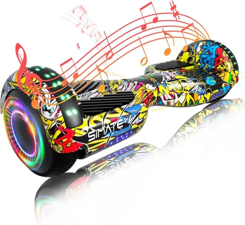 SIMATE Hoverboard - Aeropatineta Bluetooth todo terreno con luces LED y control de aplicación, regalos para niños, adultos, niñas, niños, para todas