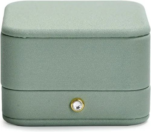 Miniatura 6 de Caja de regalo de joyería interior de terciopelo para collar colgante de cuero verde premium