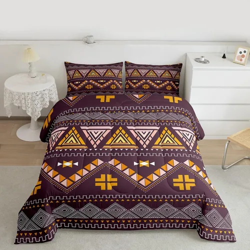 Miniatura 25 de Erosebridal Juego de edredón exótico tamaño individual, ropa de cama tribal, estadounidense, suroeste, étnico, bohemio, abstracto, geométrico, juego