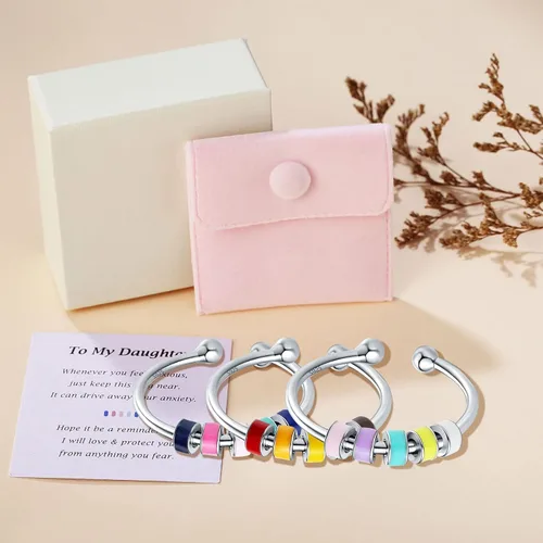 Miniatura 7 de Anillo para Mi Hija para Ansiedad, Anillos Giratorios de Esmalte de Plata de Ley S925, Anillos Giratorios Antiansiedad para Mujeres, Regalos