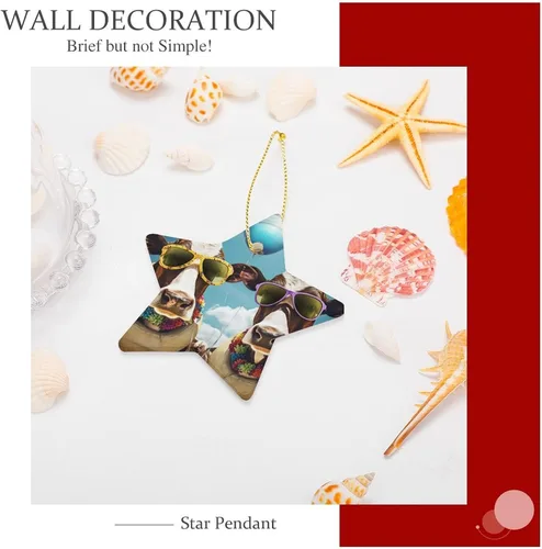 Miniatura 5 de Adorno de vacas en gafas de sol de porcelana de doble cara de 3 pulgadas, casa de campo, árbol de Navidad, accesorios para colgar, adorno de regalo