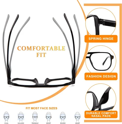 Miniatura 5 de JO Progressive Multifocus Reading Glasses Men Women - No Line Progressive Reader Half-Rim for Mid-Near