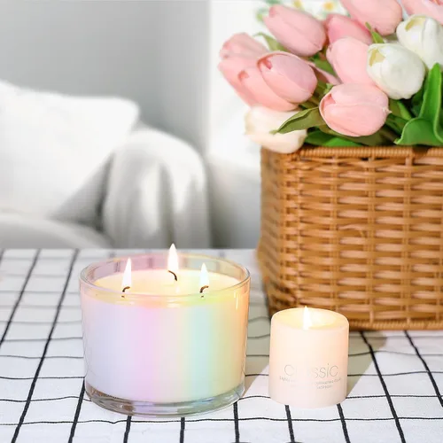 Miniatura 6 de SUPMIND Frascos para Velas de 3 Mechas de 16 oz Paquete de 6 - Frascos de Vidrio Grandes Vacíos Iridiscentes de Boca Ancha para Hacer Velas