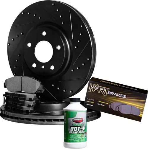 Hart Brakes Kit Frenos y Rotores Traseros | Pastillas de Freno Traseras| Rotores y Pastillas de Freno | Pastillas y Rotores de Freno Semimetálicos -