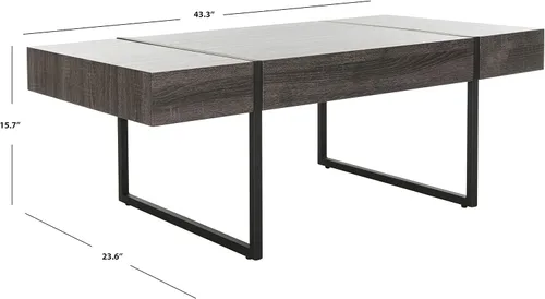 Miniatura 3 de SAFAVIEH Home Collection - Mesa de centro rectangular moderna Tristan con parte superior de madera negra y base de metal negro, mesa minimalista