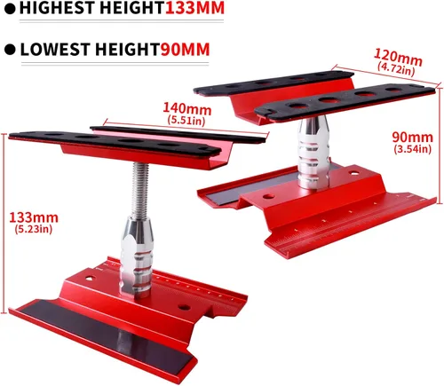 Miniatura 3 de Soporte de trabajo para auto a control remoto, estación de trabajo de reparación de aluminio, rotación de 360 grados, inferior con bandeja de Rojo
