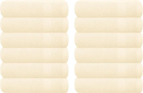 Miniatura 110 de GLAMBURG - Juego de 12 toallas faciales ultrasuaves de 13 x 13 pulgadas, 100% algodón, duraderas y altamente absorbentes, ideales para baño, cocina