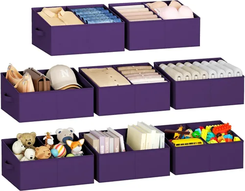 Miniatura 25 de DIMJ Contenedores de almacenamiento trapezoidales para ropa, 4 paquetes organizadores de armario y cestas de almacenamiento, cestas plegables