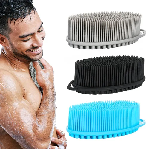 Miniatura 8 de TDHDIKE Esponja de silicona para el cuerpo, juego de 3 esponjas suaves exfoliantes para baño y ducha, cepillo para niños sensibles, mujeres